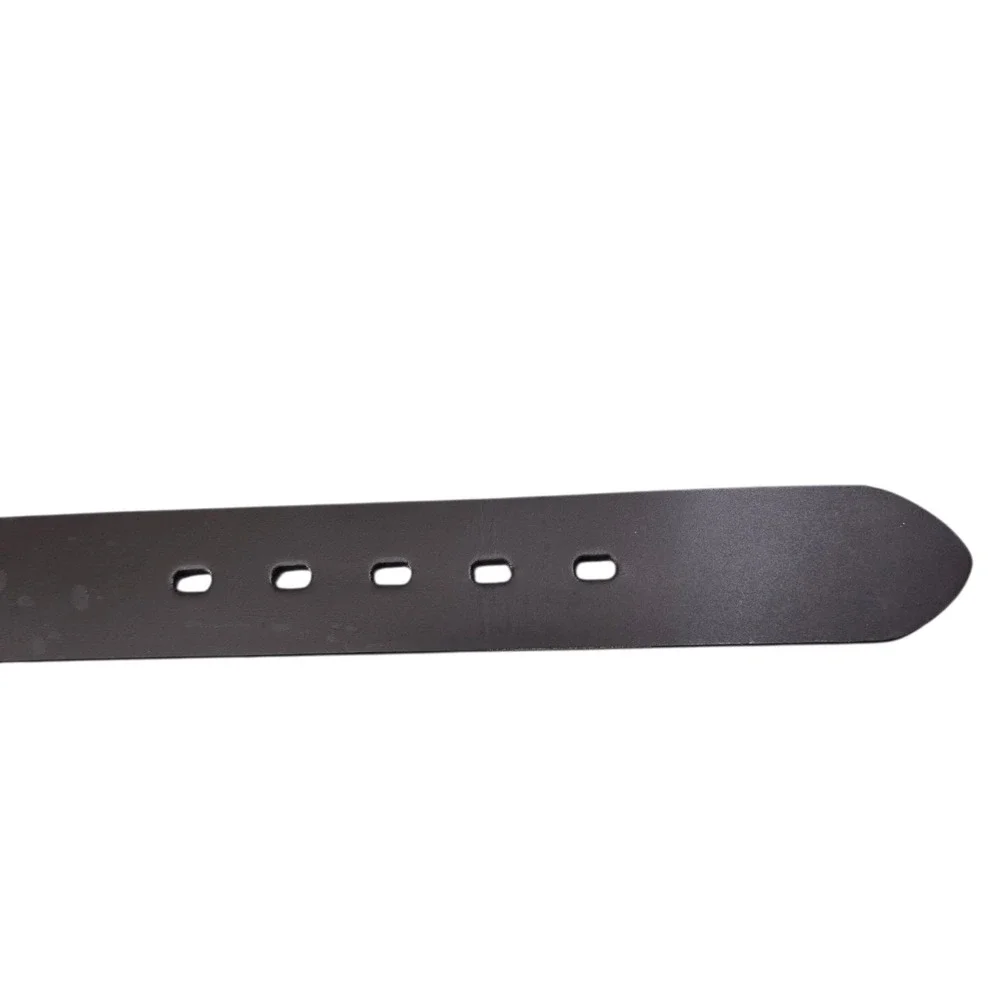 Leather Belt Mens 34 Dark Brown Genuine Leather Classic Silver Buckle Minimalist